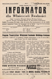 Informator dla Właścicieli Realności. 1931, nr 2