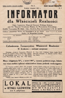 Informator dla Właścicieli Realności. 1931, nr 4
