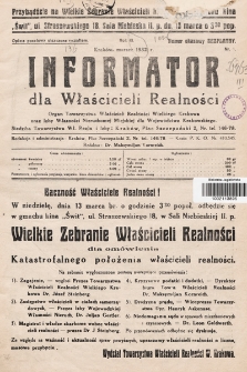 Informator dla Właścicieli Realności. 1932, nr 1