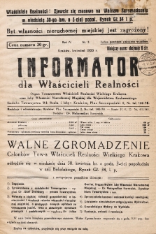 Informator dla Właścicieli Realności. 1933, nr 3