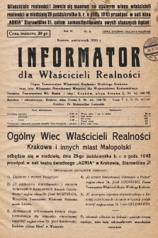 Informator dla Właścicieli Realności. 1933, nr 5