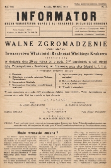 Informator : organ Towarzystwa Właścicieli Realności Wielkiego Krakowa. 1936, nr 3