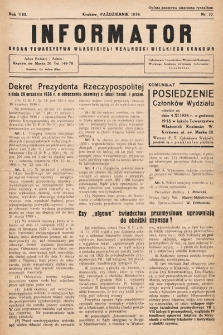 Informator : organ Towarzystwa Właścicieli Realności Wielkiego Krakowa. 1936, nr 10