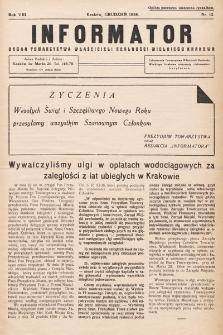Informator : organ Towarzystwa Właścicieli Realności Wielkiego Krakowa. 1936, nr 12