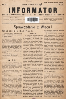 Informator : organ Towarzystwa Właścicieli Realności Wielkiego Krakowa. 1937, nr 1-2