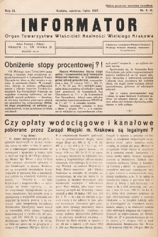 Informator : organ Towarzystwa Właścicieli Realności Wielkiego Krakowa. 1937, nr 5-6