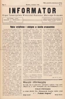 Informator : organ Towarzystwa Właścicieli Realności Wielkiego Krakowa. 1938, nr 7