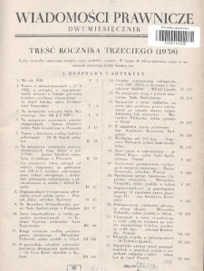 Wiadomości Prawnicze. 1938, Treść rocznika