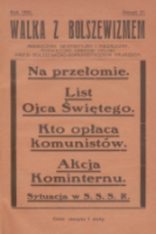 Walka z Bolszewizmem : miesięcznik bezpartyjny i niezależny, poświęcony obronie Polski przed bolszewicko-komunistycznym najazdem. 1930, nr 27