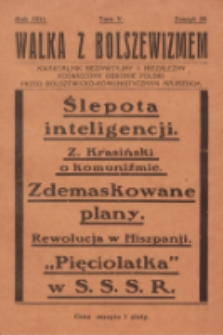Walka z Bolszewizmem : kwartalnik bezpartyjny i niezależny, poświęcony obronie Polski przed bolszewicko-komunistycznym najazdem. 1931, nr 35