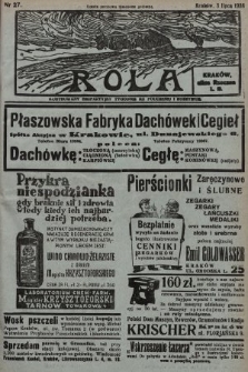 Rola : ilustrowany bezpartyjny tygodnik ku pouczeniu i rozrywce. 1938, nr 27