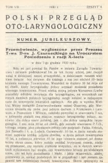 Polski Przegląd Oto-laryngologiczny : organ Polskiego T-wa Oto-laryngologicznego. T. 7, 1930, z. 4
