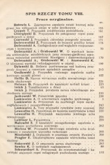 Polski Przegląd Oto-laryngologiczny : organ Polskiego T-wa Oto-laryngologicznego. T. 8, 1931, spis rzeczy