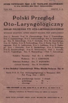 Polski Przegląd Oto-laryngologiczny : organ Polskiego T-wa Oto-laryngologicznego. T. 8, 1931, z. 3-4