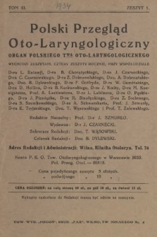 Polski Przegląd Oto-laryngologiczny : organ Polskiego T-wa Oto-laryngologicznego. T. 11, 1935, z. 1