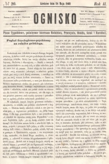 Ognisko : pismo tygodniowe, poświęcone interesom rolnictwa, przemysłu, handlu, sztuk i rzemiosł. 1861, nr 20