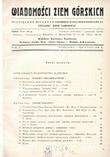 Wiadomości Ziem Górskich : miesięczny biuletyn informacyjno-sprawozdawczy Związku Ziem Górskich. 1939, nr 4