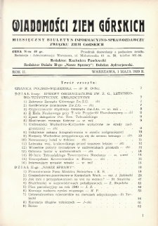 Wiadomości Ziem Górskich : miesięczny biuletyn informacyjno-sprawozdawczy Związku Ziem Górskich. 1939, nr 5