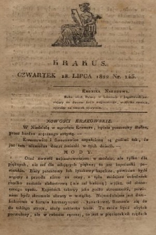 Krakus : towarzysz liberalny Pszczółki Krakowskiej : pismo [...] poświęcone narodowości i polityce, tudzież dziennym zdarzeniom w kraju i stolicy Rzeczypospolitej Krakowskiej. T. 3, 1822, nr 143