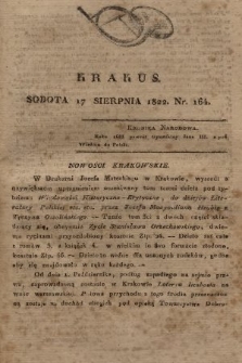 Krakus : towarzysz liberalny Pszczółki Krakowskiej : pismo [...] poświęcone narodowości i polityce, tudzież dziennym zdarzeniom w kraju i stolicy Rzeczypospolitej Krakowskiej. T. 3, 1822, nr 164