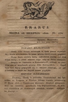 Krakus : towarzysz liberalny Pszczółki Krakowskiej : pismo [...] poświęcone narodowości i polityce, tudzież dziennym zdarzeniom w kraju i stolicy Rzeczypospolitej Krakowskiej. T. 3, 1822, nr 171