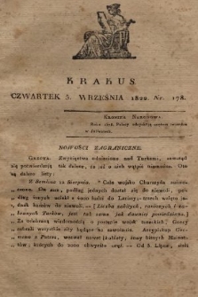 Krakus : towarzysz liberalny Pszczółki Krakowskiej : pismo [...] poświęcone narodowości i polityce, tudzież dziennym zdarzeniom w kraju i stolicy Rzeczypospolitej Krakowskiej. T. 3, 1822, nr 178