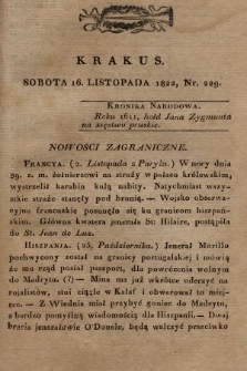 Krakus : towarzysz liberalny Pszczółki Krakowskiej : pismo [...] poświęcone narodowości i polityce, tudzież dziennym zdarzeniom w kraju i stolicy Rzeczypospolitej Krakowskiej. T. 4, 1822, nr 229