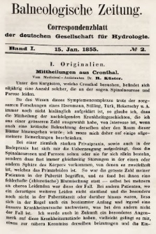 Balneologische Zeitung : Correspondenzblatt der deutschen Gesellschaft für Hydrologie. Bd. 1, 1855, nr 2