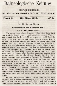 Balneologische Zeitung : Correspondenzblatt der deutschen Gesellschaft für Hydrologie. Bd. 1, 1855, nr 6