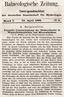 Balneologische Zeitung : Correspondenzblatt der deutschen Gesellschaft für Hydrologie. Bd. 1, 1855, nr 9