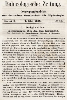 Balneologische Zeitung : Correspondenzblatt der deutschen Gesellschaft für Hydrologie. Bd. 1, 1855, nr 10