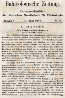 Balneologische Zeitung : Correspondenzblatt der deutschen Gesellschaft für Hydrologie. Bd. 1, 1855, nr 11