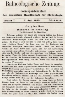 Balneologische Zeitung : Correspondenzblatt der deutschen Gesellschaft für Hydrologie. Bd. 1, 1855, nr 14-15