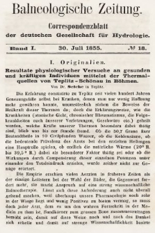 Balneologische Zeitung : Correspondenzblatt der deutschen Gesellschaft für Hydrologie. Bd. 1, 1855, nr 18