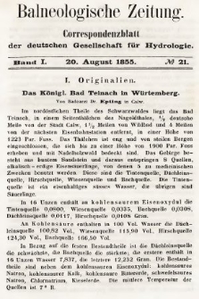 Balneologische Zeitung : Correspondenzblatt der deutschen Gesellschaft für Hydrologie. Bd. 1, 1855, nr 21