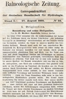 Balneologische Zeitung : Correspondenzblatt der deutschen Gesellschaft für Hydrologie. Bd. 1, 1855, nr 22
