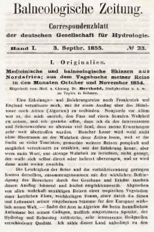 Balneologische Zeitung : Correspondenzblatt der deutschen Gesellschaft für Hydrologie. Bd. 1, 1855, nr 23