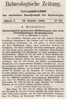 Balneologische Zeitung : Correspondenzblatt der deutschen Gesellschaft für Hydrologie. Bd. 1, 1855, nr 24