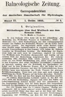 Balneologische Zeitung : Correspondenzblatt der deutschen Gesellschaft für Hydrologie. Bd. 2, 1855, nr 1