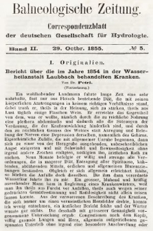 Balneologische Zeitung : Correspondenzblatt der deutschen Gesellschaft für Hydrologie. Bd. 2, 1855, nr 5
