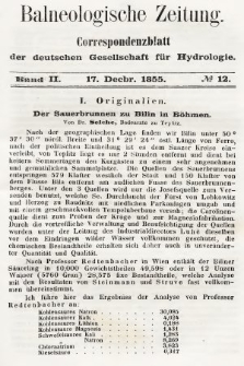 Balneologische Zeitung : Correspondenzblatt der deutschen Gesellschaft für Hydrologie. Bd. 2, 1855, nr 12