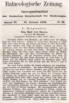Balneologische Zeitung : Correspondenzblatt der deutschen Gesellschaft für Hydrologie. Bd. 2, 1856, nr 16