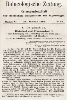 Balneologische Zeitung : Correspondenzblatt der deutschen Gesellschaft für Hydrologie. Bd. 2, 1856, nr 17