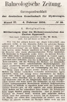 Balneologische Zeitung : Correspondenzblatt der deutschen Gesellschaft für Hydrologie. Bd. 2, 1856, nr 18