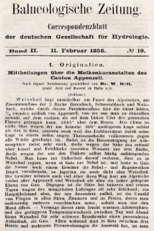 Balneologische Zeitung : Correspondenzblatt der deutschen Gesellschaft für Hydrologie. Bd. 2, 1856, nr 19