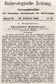 Balneologische Zeitung : Correspondenzblatt der deutschen Gesellschaft für Hydrologie. Bd. 2, 1856, nr 21