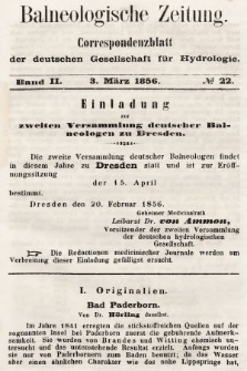 Balneologische Zeitung : Correspondenzblatt der deutschen Gesellschaft für Hydrologie. Bd. 2, 1856, nr 22