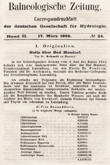 Balneologische Zeitung : Correspondenzblatt der deutschen Gesellschaft für Hydrologie. Bd. 2, 1856, nr 24