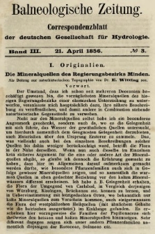 Balneologische Zeitung : Correspondenzblatt der deutschen Gesellschaft für Hydrologie. Bd. 3, 1856, nr 3