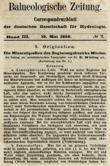 Balneologische Zeitung : Correspondenzblatt der deutschen Gesellschaft für Hydrologie. Bd. 3, 1856, nr 7